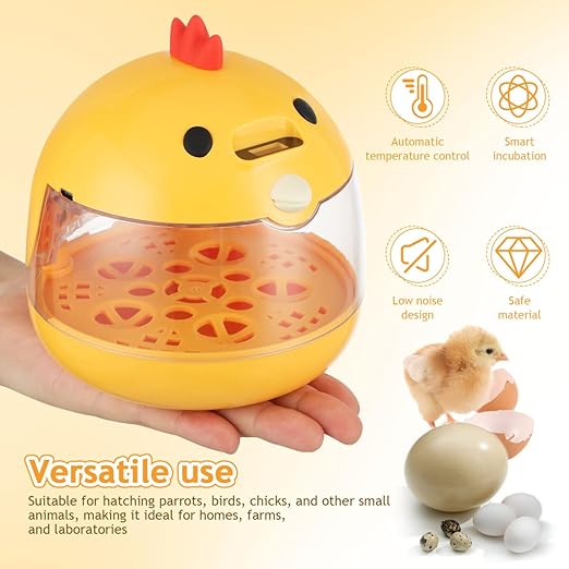 TOYANDONA Small Egg Incubator for Hatching Chicken Quail Parrot Eggs with Automatic Temperature and Humidity Control Portable Poultry Hatching Machine for Home and Farm Use