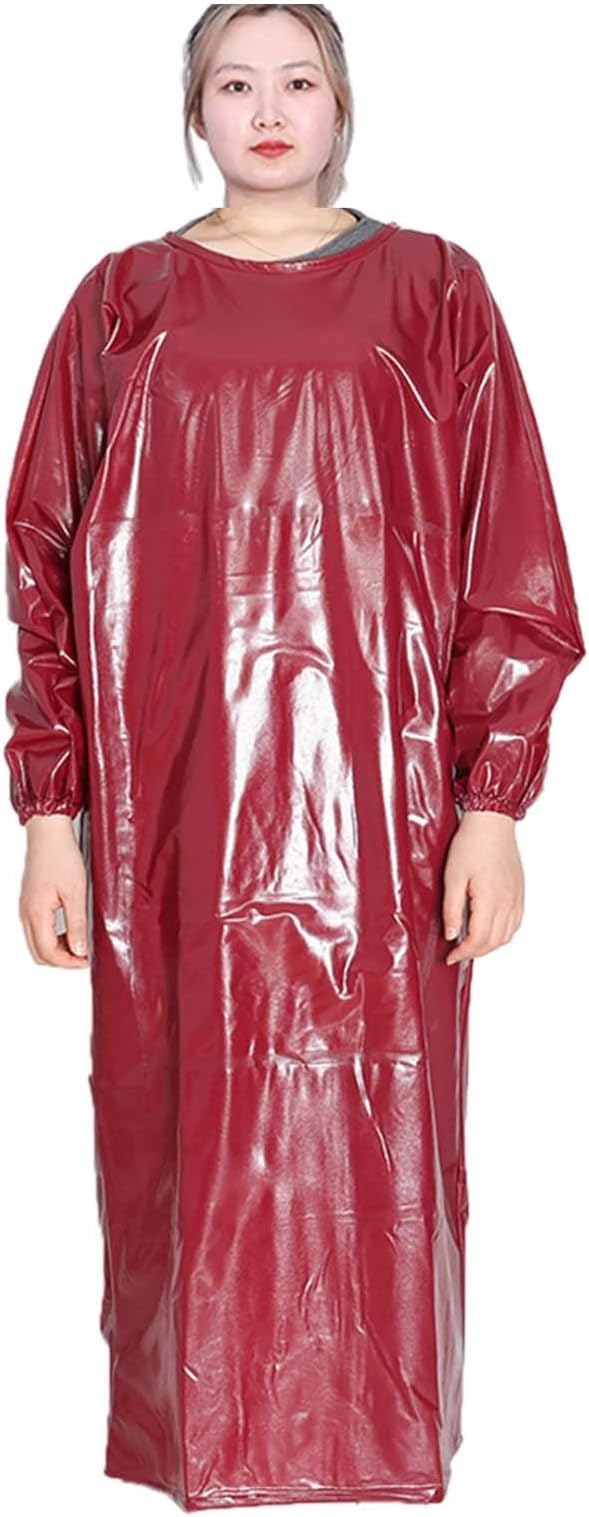Double Thickened Industrial Apron Cowboy Aprons Water Proof and Oil-Proof Reversible Smock Lace-up Design Wide Elasticated Cuffs