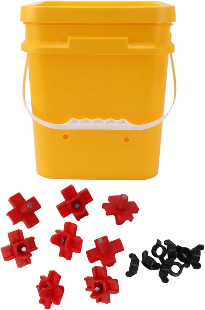 GLOGLOW Automatic Chicken Waterer Bowl, Durable Plastic with Gravity System, 12L Drinker for Chickens, Ducks and Other Poultry (Bucket + Four Corner Drinker + Black Screws)
