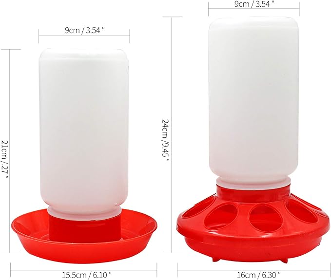 Chicken Feeder and Waterer Set, 1 Liter Chick Drinker and 1 Liter Chick Feeder for Poultry