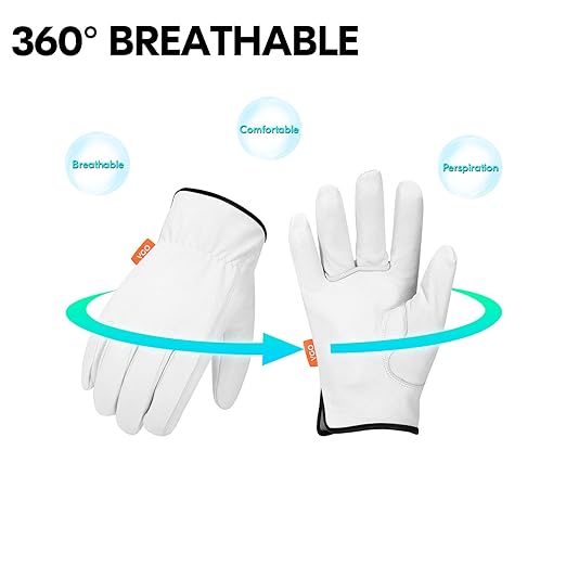 Vgo... 1-Pair Unlined Top Grain Goatskin Work and Driver Gloves for Men(Size XL, White, GA9501)