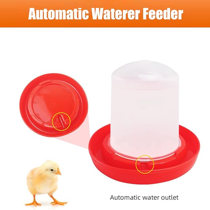 Chick Feeder and Waterer Set, 1L Baby Chicken Waterer Feeder, Baby Chicken Starter Kit, Hanging Poultry Drinker Quail Feeder, Small Coop Water Dispenser for Chickens, Turkeys, Ducks (Small Waterer)