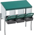 Chicken Nesting Box, 3 Compartment Wall Mount Metal Chickens Laying Boxes with Legs for Hens, Ducks, Roll-Out Egg Collection for Chicken Coop, Backyard, Farms, Green