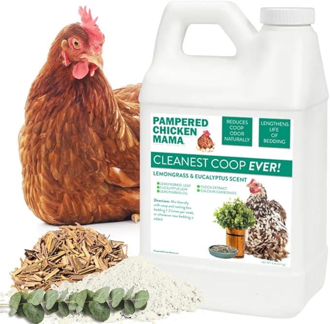 Pampered Chicken Mama Cleanest Coop Ever! Chicken Coop Deodorizer with Lemongrass & Eucalyptus | Coop Refresher with Dried Herbs (Eucalyptus Lemongrass, 8 pounds)