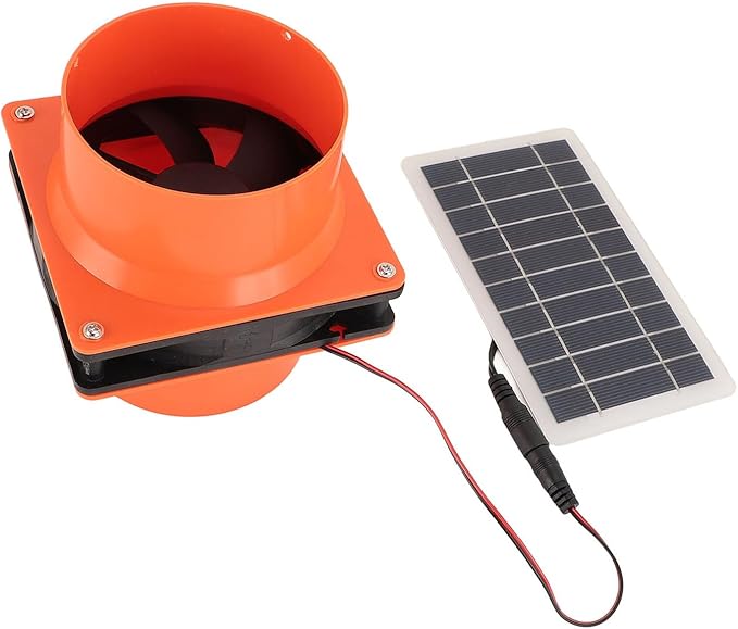 10W Solar Powered Exhaust Fan Kit with 5V Monocrystalline Silicon Solar Panel for Pet House Chicken Coop Ventilation