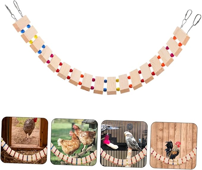 Yardwe Chicken Coop Swing Toy Wood Stand Perch Chicken Roosting Bars Toys for Coop Poultry Decor