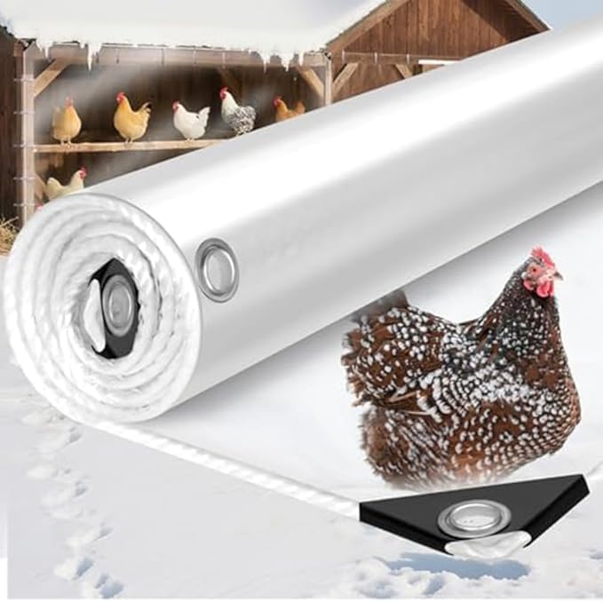 Built to last chicken tarp with transparent finish and 16mm vinyl composition to handle continuous exposure to precipitation and temperature swings