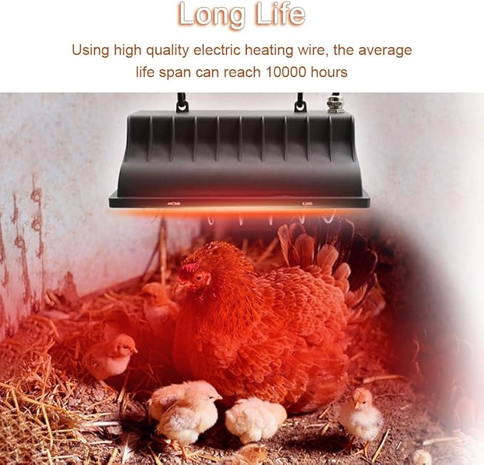 Winter Chicken Coop Heater,Waterproof Heating Lamp for Chicks Ducks Pets Dog House Cat Cage,Gently Warm Brooder Lamps with Safe Overheat Protection,Energy Efficient Adjustable (Size:7.87in,Color:175W)
