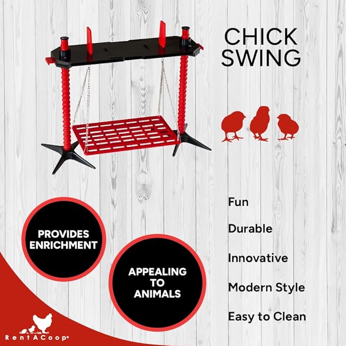 RentACoop Chick Swing and Versatile Chick Feeder Waterer and Accessory Stand Set