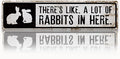 Rabbit Metal Signs, There's Like A Lot Of Rabbits in Here Sign 15.8x4 inches, Bunny Farm Decor, Decorative Wall Plaque, Rabbits Outdoor Sign for Home Garden Yard, Gift for Rabbit Lover