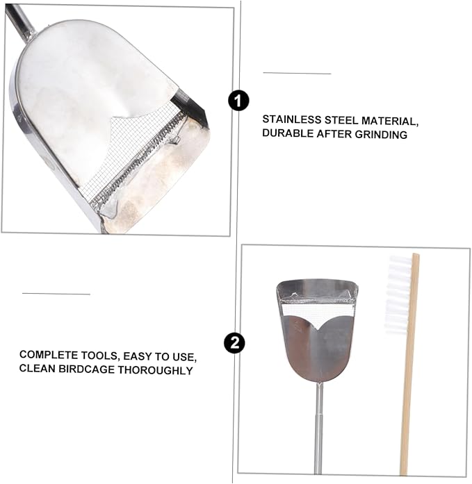 Hemoton 2pcs Bird Cage Cleaning Tool Set Telescopic Shovel Brush for Efficient Parrot Habitat Maintenance for Daily Use Selection