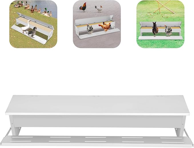 22lbs Automatic Chicken Feeder, Stainless Steel No Waste Poultry Feeder, for Chickens, Ducks, Geese, Fowl