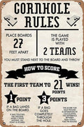 Cornhole Rules 1 Pack 8x12 Inch Vintage Aluminum Sign - Rust-Proof Weather Weatherproof Easy to Mount, Funny Rustic Decor for Outdoor Game Room, Cornhole Enthusiast Sign