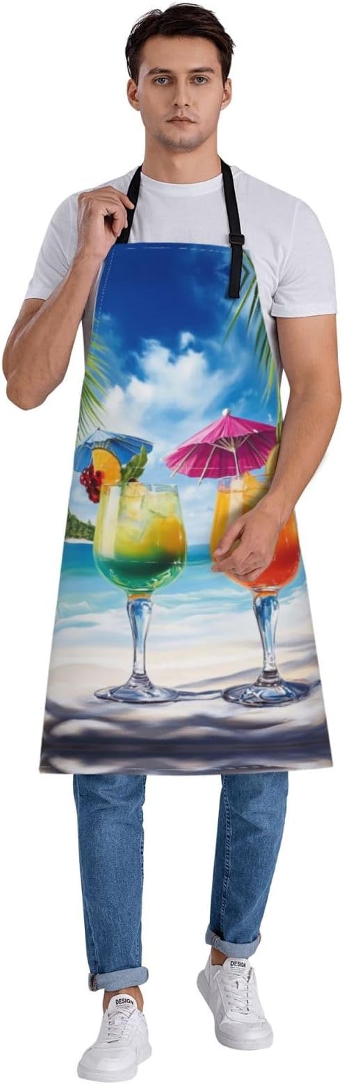 Kitchen Aprons for Men Women Waterproof Apron with 2 Pockets Whale Tail Apron Adjustable Bib Aprons