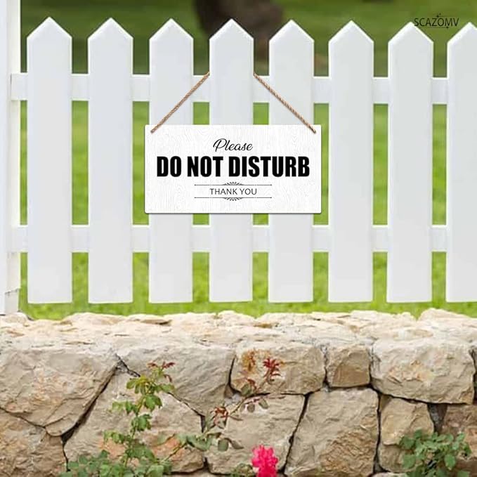 SCAZOMV Please Do Not Disturb Thank You Wood Sign Decor Funny Rustic Wood Front Door Sign Vintage Wall Hanging Plaque Porch Yard Studio Office Home Farmhouse Decor 10''x 5''