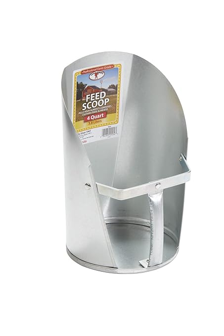 Little Giant® Galvanized Feed Scoop for Livestock | Heavy Duty Stackable Feed Scoop with Enclosed Handle (4 Quart, 1, Count)