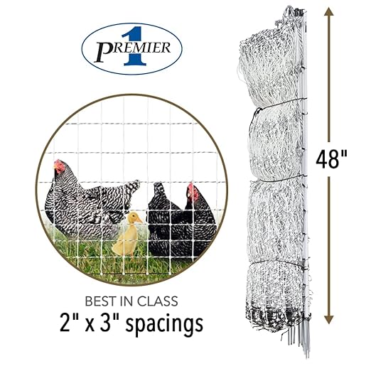 Premier 1 Portable PoultryNet® Electric Fence | Quick & Simple to Move | White/Black Fence for Chickens, Ducks, Geese – 48"H x 164'L | Best in Class 2" x 3" Spacings