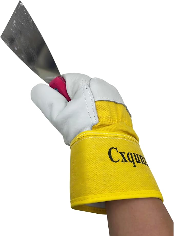 Leather Work Gloves, Reinforced Durable Gardening Gloves,Cowhide Work Gloves,Puncture & Cut Resistant