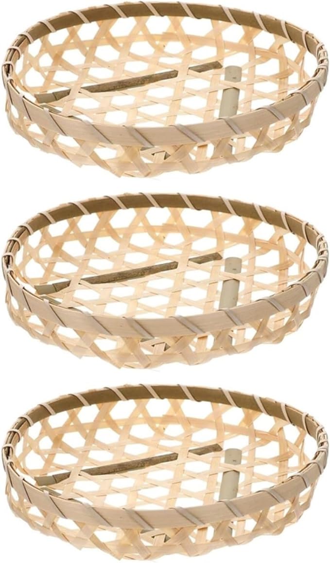 Egg Collecting Basket 3pcs Wooden Basket, Egg Harvest Garden Food Service Display Baskets for Kitchen Countertop