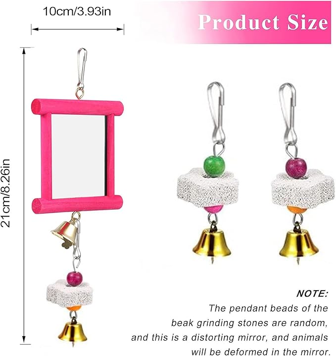 Chicken Mirror Swing - Chicken Toy Mirror |Chicken Mirror Beak Grinding Enrichment, Chicken Coop Mirror Swing, Coop Enrichment Mirror Pecking Toy, Safe Roosters Poultry Entertainment Accessories for Y