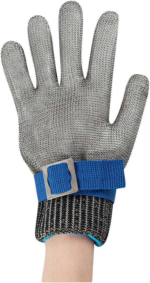 Restaurantware-Life Protector 9.3 x 3.9 Inch Kitchen Glove For Cutting, 1 306-Grade Steel Metal Glove - Level-9 Protection, Polyethylene Fabric, Stainless Steel Cutting Mitt, Durable, Dishwashable