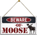 Warning Signs, Beware of Moose Sign, Decorative Wood Hanging Wood Plaque, Outdoor Warning Decorations Signs, Doors Sign for Cabin and Lake House, Farmhouse Wall Decor, Vintage Cafe Garage Bar Decoration