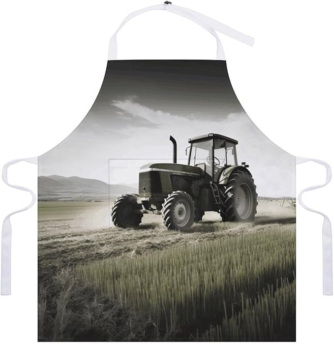 Tractor Agriculture Tranquil Apron with Pockets Water And Oil Resistant Kitchen Aprons Professional Adjustable Bib Apron for Women Men