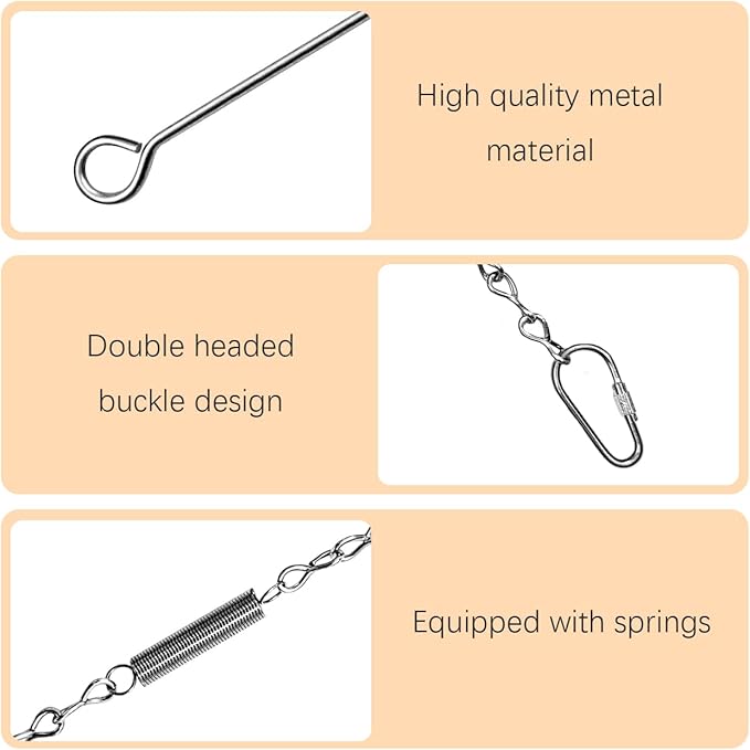 Hanging Chicken Feeder Chain 2 Veggies Skewers Stainless Steel Vegetable Forks Fruit Feeders for Hens Ducks Goose and Large Birds Coop Toy Accessories