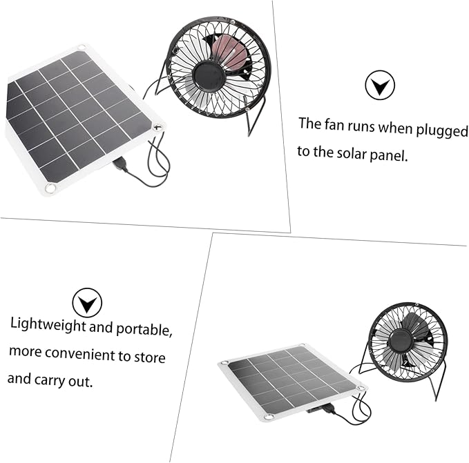 1Set Solar Panel Fan for Indoor Cooling and Ventilation for Chicken House and Poultry Systems Energy Efficient Ventilation System for Agriculture Outdoor Use