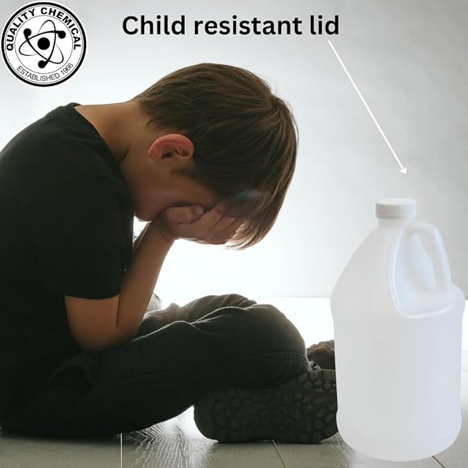 Quality Chemical Reusable 1-Gallon Plastic Jug – BPA-Free, Leak-Resistant, Secure Screw-on Lid, Ergonomic Handle, BPA Free, HDPE Plastic, Stackable, Versatile Design for Storage (Pack of 4)