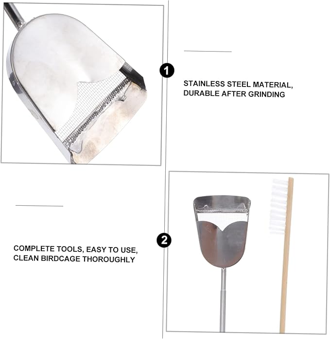 2pcs Bird Cage Cleaning Tools Set Brush and Shovel Kit for Parrots and Birds for Daily Maintenance Efficient Cleaning Tight Spaces Selection