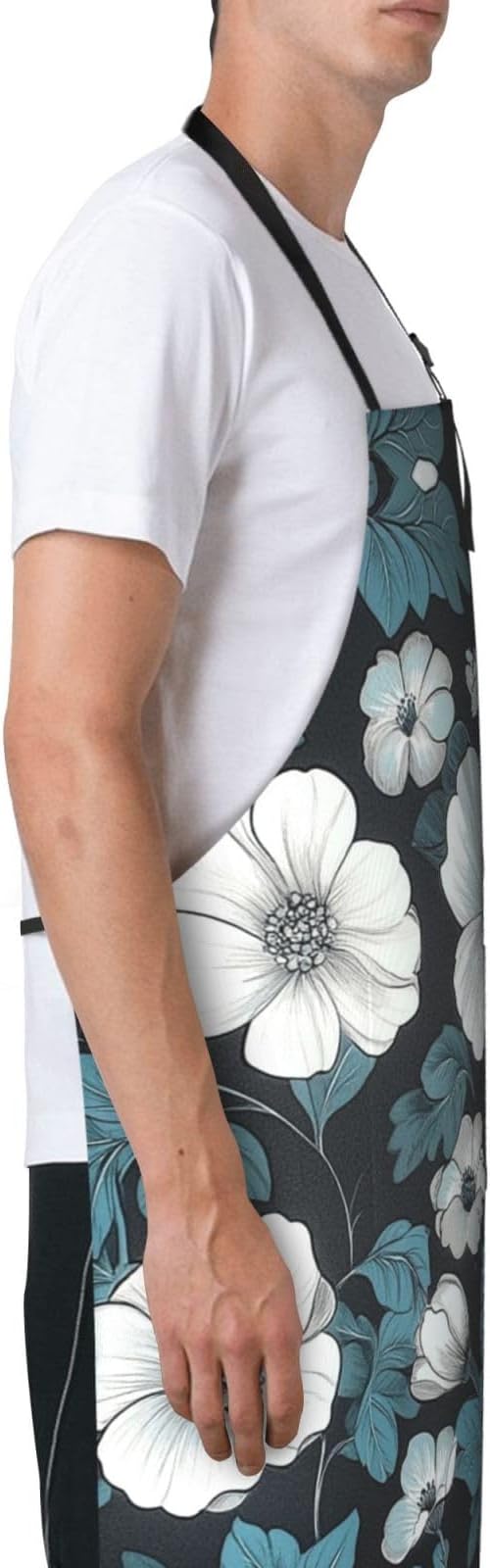 Kitchen Aprons for Men Women Waterproof Apron with 2 Pockets Skis on mountain Apron Adjustable Bib Aprons
