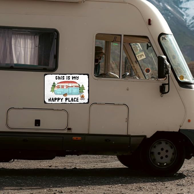 Happy Camper Decor Rv Signs For Campers Camping Metal Signs This Is My Happy Place Sign Camper Decorations For Inside Campers Gifts Campsite Decorations