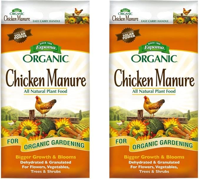 Espoma Organic Chicken Manure 25 lb. Bag. All Natural & Organic Fertilizer for All Flowers, Vegetables, Trees, and Shrubs. for Organic Gardening - 2 Pack