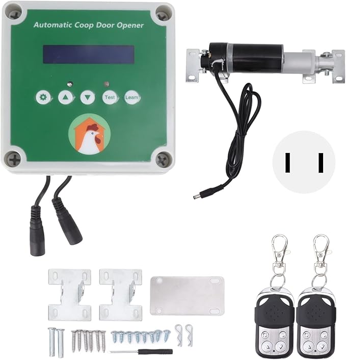 Haofy Automatic Chicken Coop Opener Linear Actuators Electric Poultry House Door Motor Kit with Light, Automatic Chicken Coop Door Opener,Closer (US Plug)
