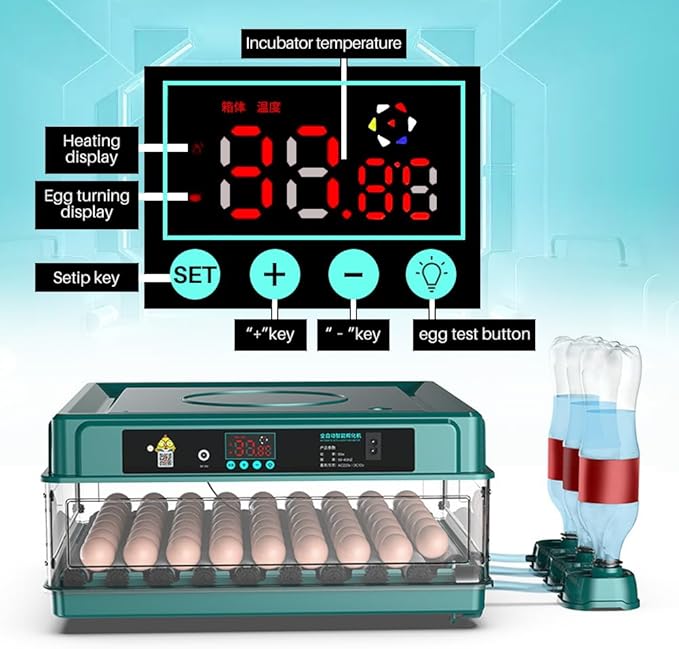 Automatic Egg Incubator 12-38 Egg Digital Poultry Hatcher Machine ith Automatic Egg Turning, Temperature & Humidity Control, Efficient LED Lighting for Chicken Geese Ducks Pigeons Quails (38 Eggs)