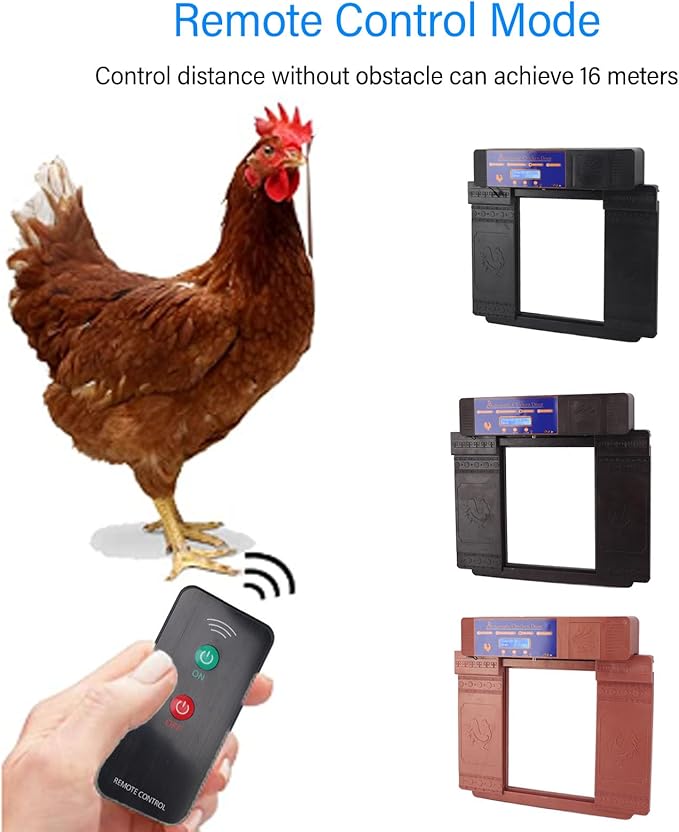 Solar Automatic Chicken Coop Door, Wireless Remote Control Timing Opener with Light Sensor for Chickens Ducks Geese, Dual Power Anti - Pinch Safety Design (Bronze)