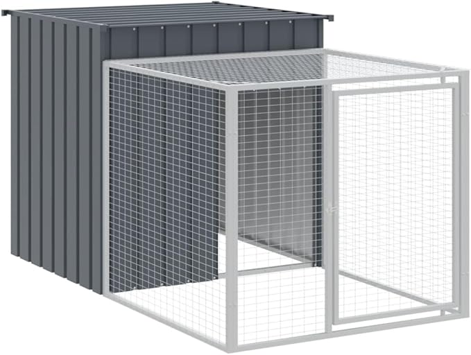 Chicken Cage Galvanized Steel Run 480.7x43.3x43.3 in Anthracite, Lockable Door, Weatherproof Outdoor Coop for Multiple Hens, Modern Matte Frame for Yard Farm
