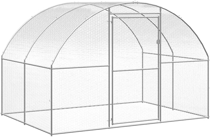Large Outdoor Chicken Coop Walk-in Metal Run 9.8 x 9.8 x 6.6 Ft Galvanized Steel Enclosure for Poultry Ducks Goats Small Animals Backyard Shelter