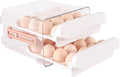 Sooyee 32 Capacity Egg Holder for Refrigerator with Time Scale,Egg Container for Refrigerator,2 Drawers Egg Storage Container/Organizer/Bin