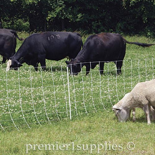 Premier 1 ElectroNet® 35"H x 164'L Portable Electric Fence with Built-in Single Spike Posts | White/Black Fence for Sheep & Goats
