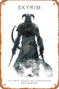 Wall Decor Sign - Skyrim Poster Poster - 8X12 Inch Vintage Metal Sign,Bar, Man Cave Art Decoration