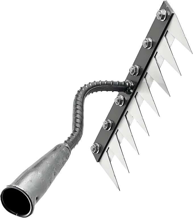 Garden Weeding Rake,Detachable 7/8 Teeth Heavy Duty Tool ,Multifunctional Manganese Steel,Weeder Puller Tool for Backyard,Yard,Farm,Garden,Lawn Loosening Planting（Without Stick） (7 Teeth)