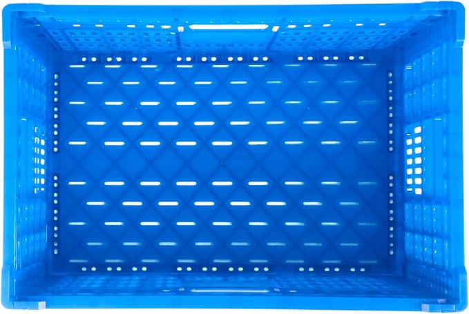 Restaurantware Plastic Milk Crates for Storage - 10 Pack - Cater Tek Stackable Storage Buns for Organizing - Collapsible Storage Basket for Groceries, Home Supplies, Blue