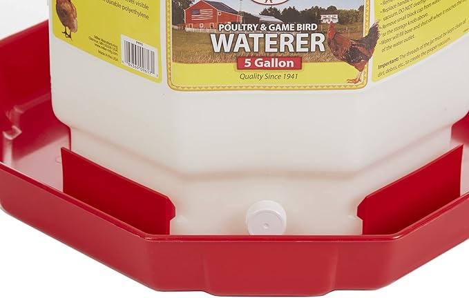 Little Giant® Plastic Poultry Waterer | Heavy Duty Plastic Gravity Fed Water Container | Easy to Fill | Snap on Jar | 5 Gallons