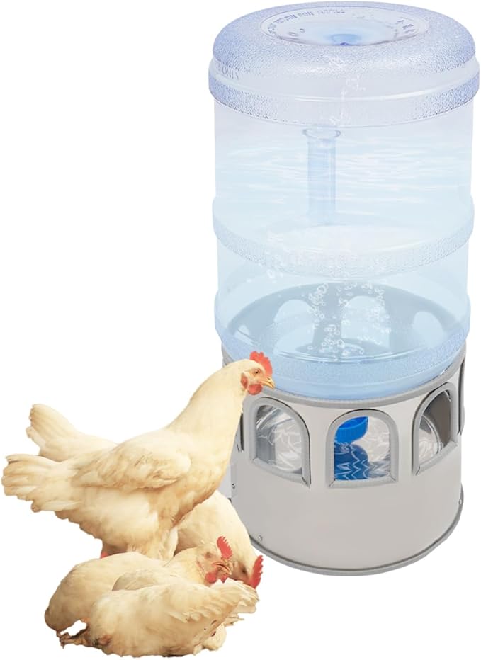 Poultry Chicken Water Heater 5 Gallon Heated Chicken Waterer with 32 °F-122°F Temperature Adjustable, 9 Drinking Windows & LED Display, 80W Heated Water Bowl for Duck Winter