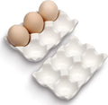 6 Cups Egg Tray Serveware, Eggs Dispenser, Egg Holder Set Kitchen Restaurant Fridge Storage Decorative Accessory (White,2 pack)