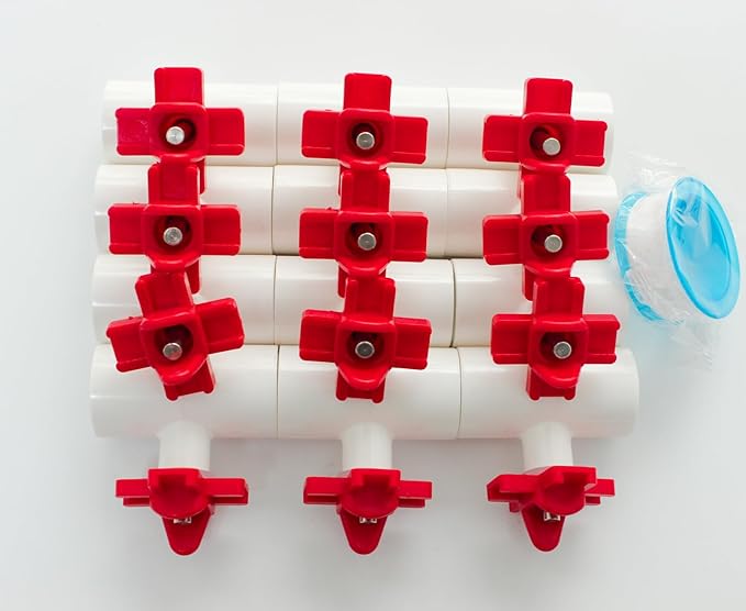 (12 Pack) Horizontal Chicken Waterer Nipples with 1/2'' PVC Tee Fittings for DIY Automatic Chicken Waterering System