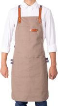 NEOVIVA Canvas Tool Apron for Men and Women with Pockets, Heavy Duty Cross Back Work Apron for Shop BBQ Woodworking