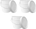3.5-Gallon Bucket with Airtight Lid – Made in USA, Food Grade BPA Free Plastic, Heavy Duty Multi-Use, Metal Handle with Grip, Stackable Storage – White, 3 Pack